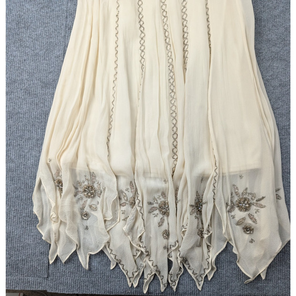 Vintage Cache Silk Dress Womens 4 Fairy Babydoll Angel Y2K Boho Beaded Whimsical - Picture 4 of 10
